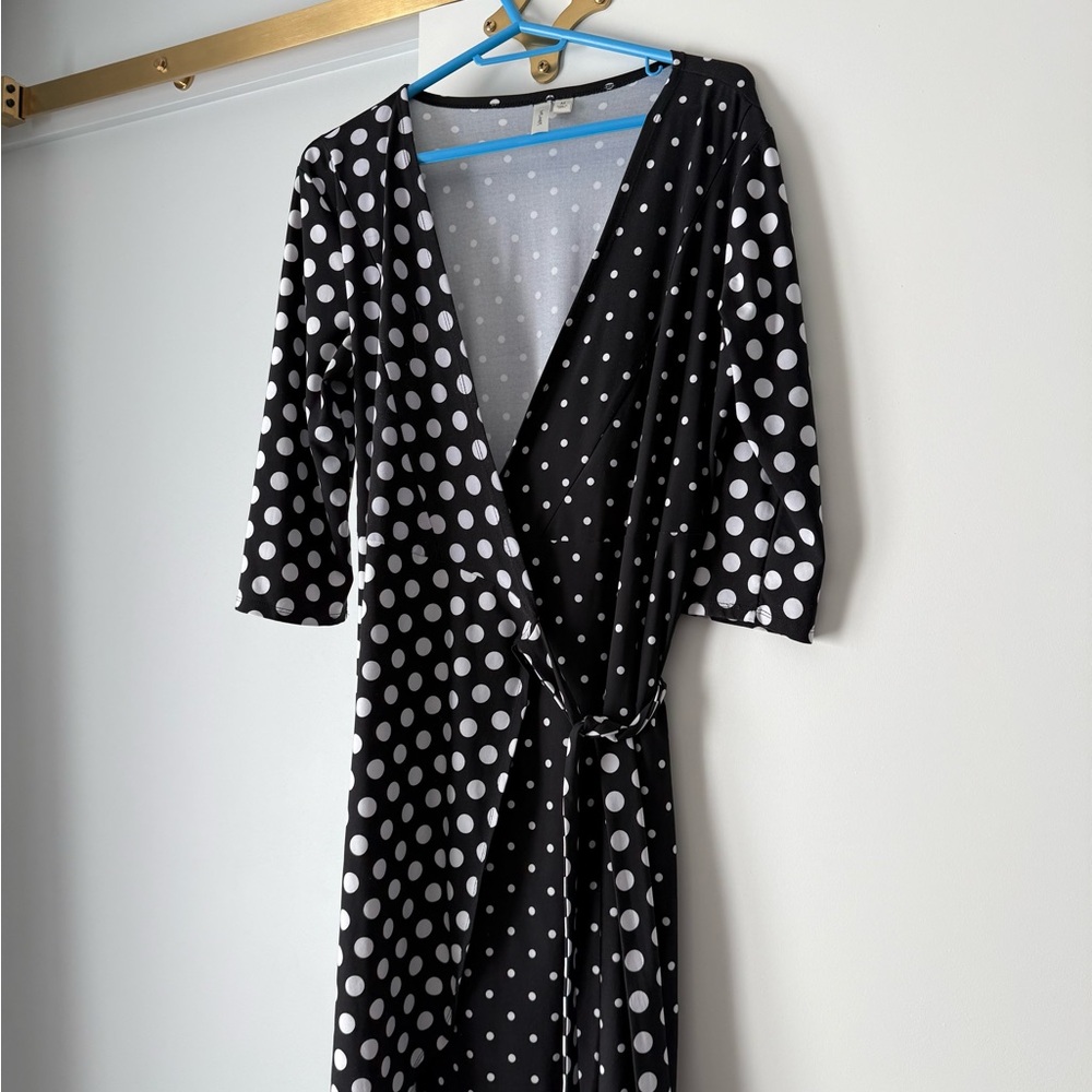 Polka Dot Wrap Midi Dress